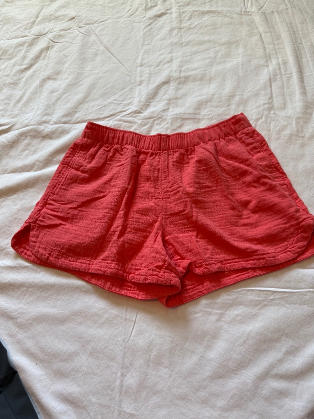 Old Navy Soft Woven Shorts L 100% Cotton Elastic Waist Comfort Coral Pockets